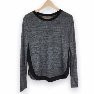 Eva Longoria Womens Medium Long‎ Sleeve Heathered Gray Black Pullover Top Shirt